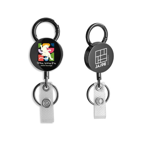 DISTINTIVO: PORTA-DISTINTIVOS RETRÁCTIL CON CARCASA METÁLICA