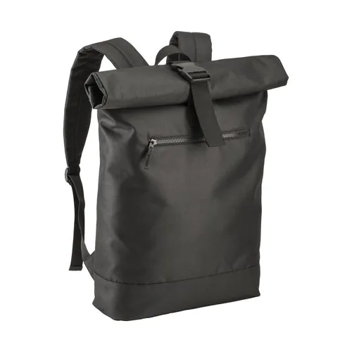 Sac à dos Roll porte pc (17") en polyester recyclé R-PET avec poche extérieure zippée Sac à dos Roll porte pc (17") en polyester recyclé R-PET avec poche extérieure zippée