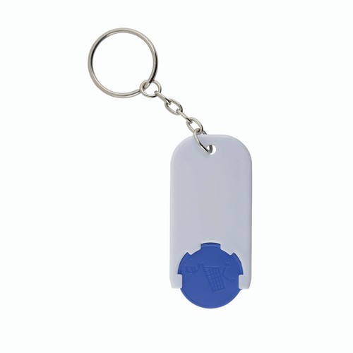 Plastic key ring with shopping trolley token Plastic key ring with shopping trolley token