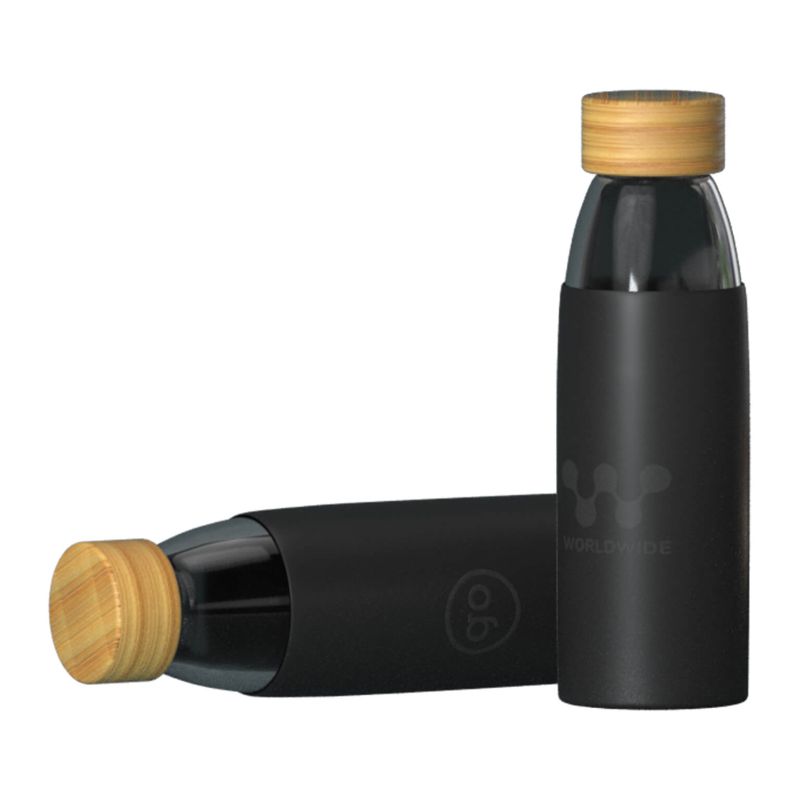 Gourde en verre borosilicate con bouchon en bambou Glossy Gourde en verre borosilicate con bouchon en bambou Glossy