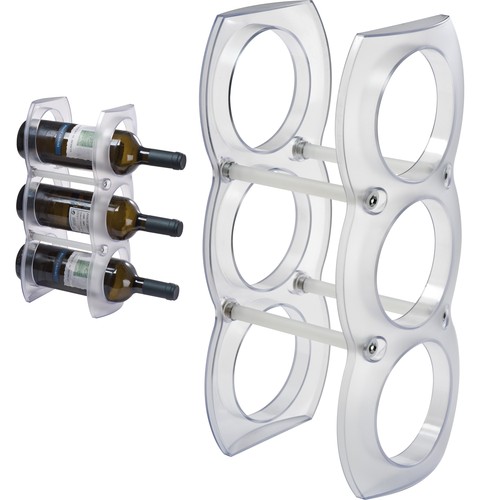 Plastic wine rack for three bottles