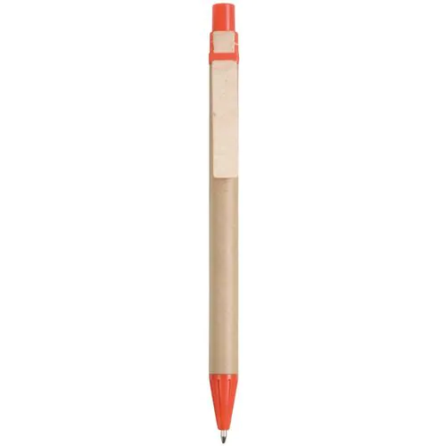 Recycled paper snap pen, coloured PP and wheat straw details, wooden clip