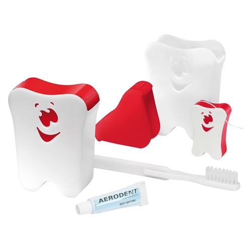 Kit viaggio con dentifricio "faccia" Kit viaggio con dentifricio "faccia"
