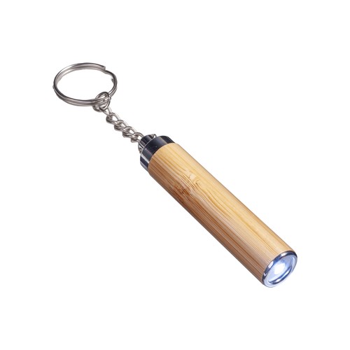 Bamboo LED flashlight with key ring, 3 LR41 batteries included
