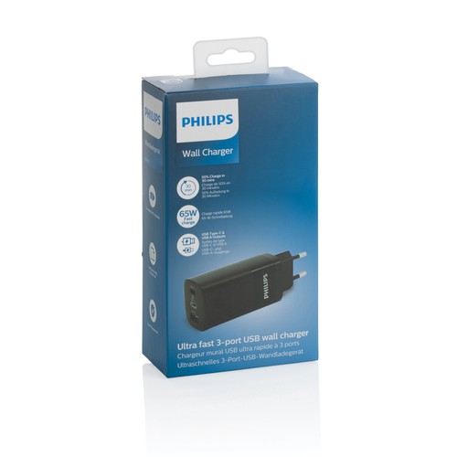 Philips 65W Ultra-Schnell-PD 3-Port-USB-Wandladegerät Philips 65W Ultra-Schnell-PD 3-Port-USB-Wandladegerät