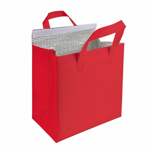 Laminated non woven cooler bag 100 g/m2 with velcro closure, 27 x 28 x 6 cm Laminated non woven cooler bag 100 g/m2 with velcro closure, 27 x 28 x 6 cm