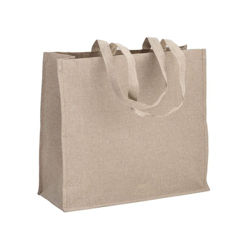120 g/m2 recycled cotton shopper with PP inner coating, long handles and gusset 120 g/m2 recycled cotton shopper with PP inner coating, long handles and gusset