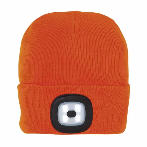 Bonnet en maille 100 % acrylique lourd avec lumière LED détachable et rechargeable via USB