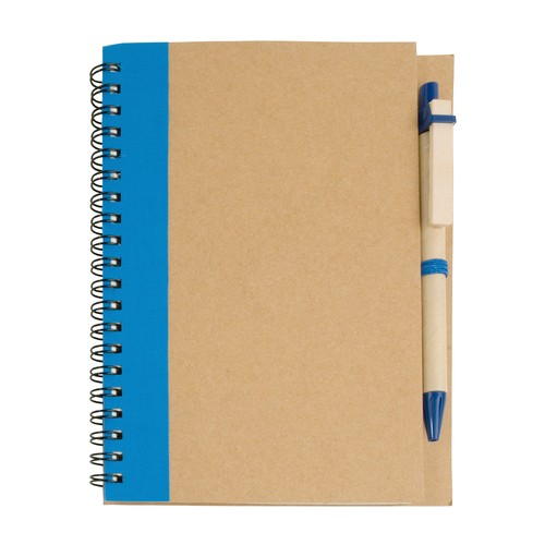 Cahier anneaux en papier recyclable avec stylo en carton