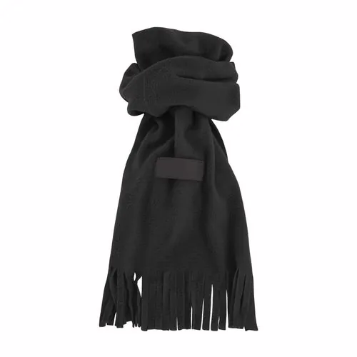 Sciarpa in polar, con frange ed etichetta personalizzabile