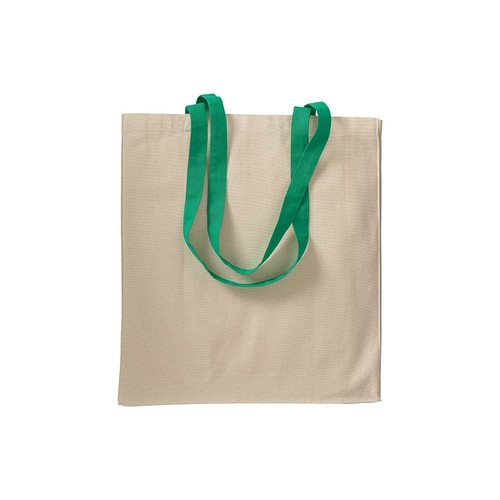 Bolsa de algodon naturel, asas largas de colores y fuelle Bolsa de algodon naturel, asas largas de colores y fuelle