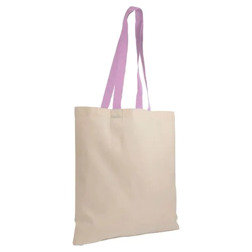 135 g/m2 natural cotton shopping bag with coloured long handles