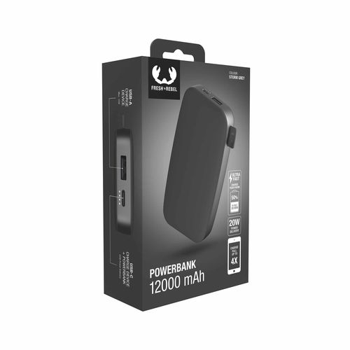 Fresh 'n Rebel Powerbank 12000 mAh USB-C Storm Grey Fresh 'n Rebel Powerbank 12000 mAh USB-C Storm Grey