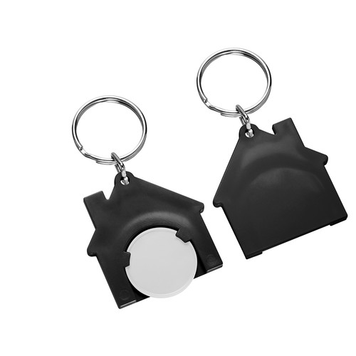 Chiphouder met winkelwagenmuntje 1€ "huis"