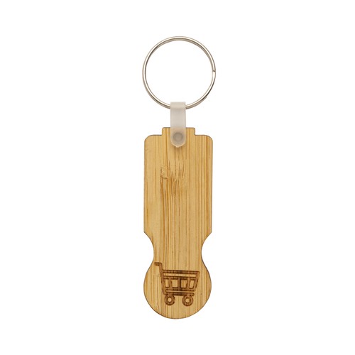 Bamboo shopping cart token with key ring