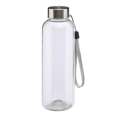 Botella transparente de PET reciclado 500 ml. Tapon de plastica con cordon