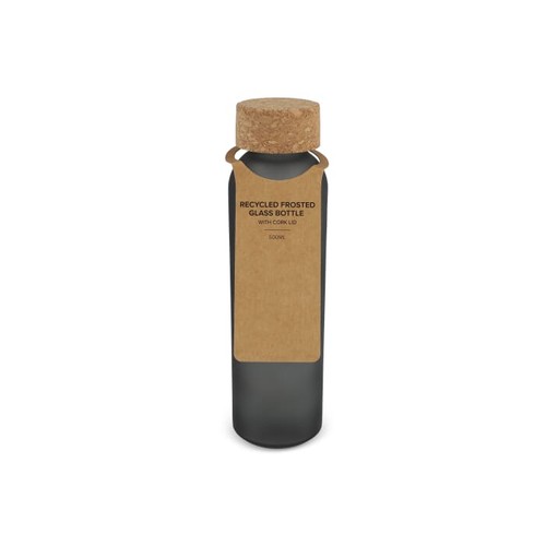 Frosted recycled glass bottle with cork lid 500ml Frosted recycled glass bottle with cork lid 500ml