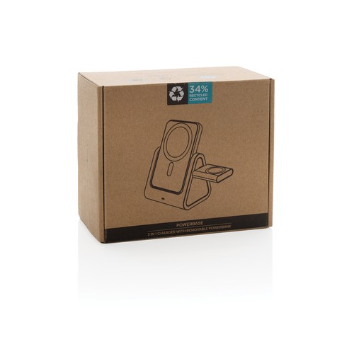 Chargeur 3 en 1 avec powerbank en plastique RCS Powerbase Chargeur 3 en 1 avec powerbank en plastique RCS Powerbase