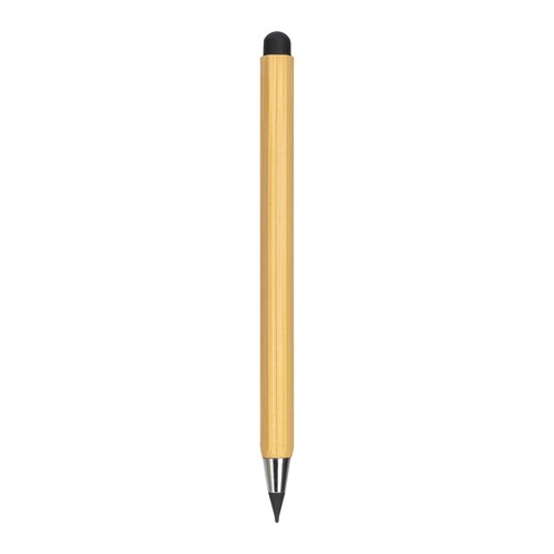 Long-lasting erasable bamboo ruler pencil with touch screen eraser and plastic cap