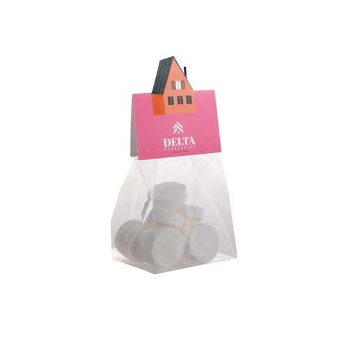 Block bag with header card in your own shape and 50 grams of candy Block bag with header card in your own shape and 50 grams of candy