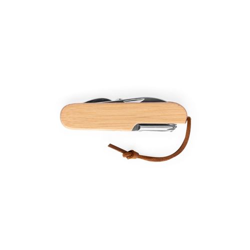 RYKER. Multifunktionales Taschenmesser aus Bambus und Edelstahl mit PU-Griff RYKER. Multifunktionales Taschenmesser aus Bambus und Edelstahl mit PU-Griff