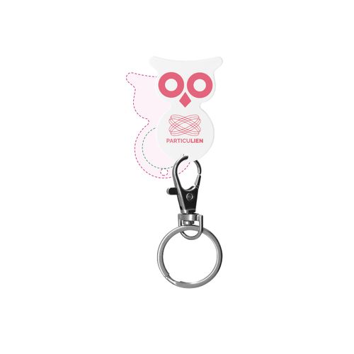 PORTE-CLE MOUSQUETON AVEC JETON FORME HIBOU PORTE-CLE MOUSQUETON AVEC JETON FORME HIBOU