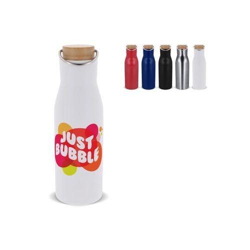 Isolier-Flasche mit Bambusdeckel, 500ml