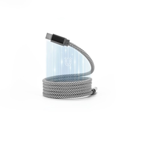 NADELLA. Câble USB-C vers USB-C avec gaine tressée en polyester (60 W) et système magnétique pour un enroulement facile NADELLA. Câble USB-C vers USB-C avec gaine tressée en polyester (60 W) et système magnétique pour un enroulement facile