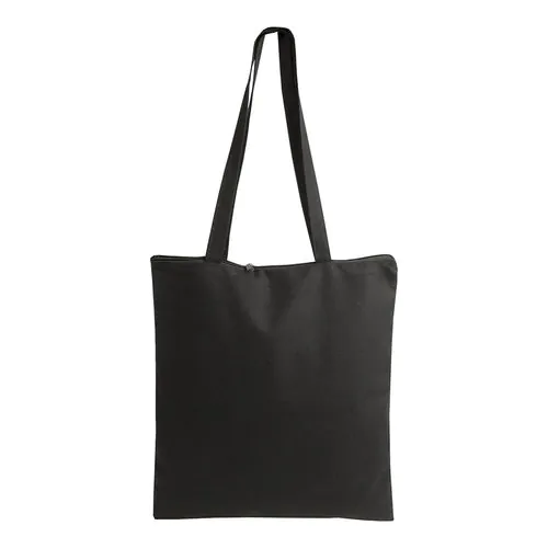 Shopper en coton 220 g/m, anses longues anses longues et fermeture avec zip Shopper en coton 220 g/m, anses longues anses longues et fermeture avec zip