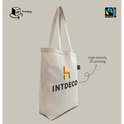 Borsa tote in cotone biologico Fairtrade con stampa 3D Borsa tote in cotone biologico Fairtrade con stampa 3D