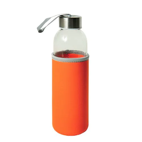 Botella de vidrio con tapa de acero inoxidable, 500 ml Botella de vidrio con tapa de acero inoxidable, 500 ml