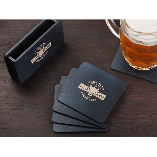 Wooden box with 4 coasters