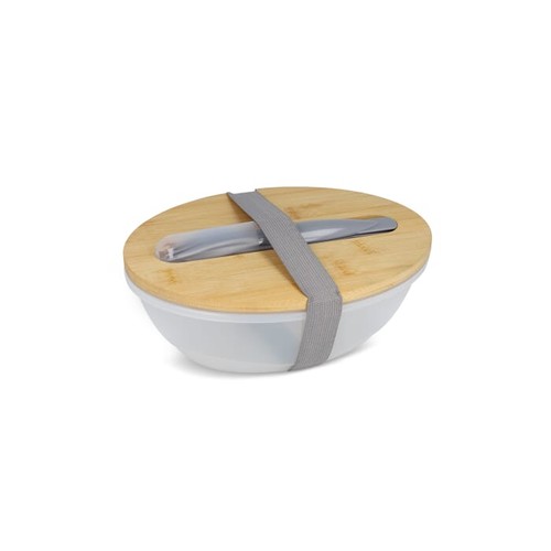 Lunchbox R-PP & bamboe met bestek - 1L Lunchbox R-PP & bamboe met bestek - 1L