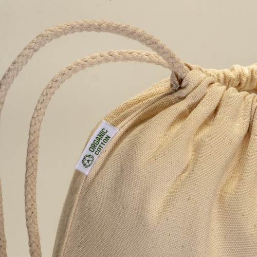 220 g/m2 Organic cotton backpack, with drawstring closure