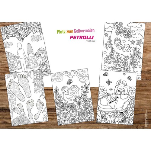 Coloring sheets set - with digital printing Coloring sheets set - with digital printing