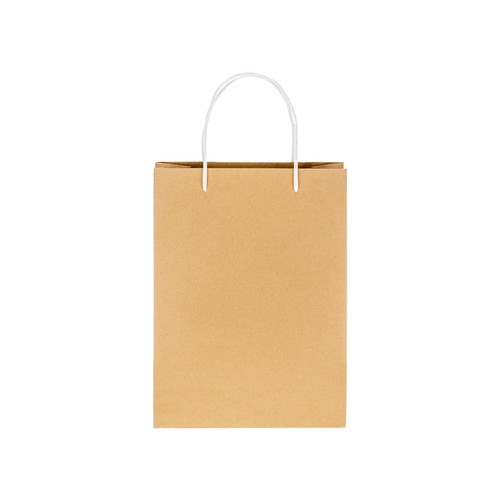 Sac en papier recyclé naturel de 150 g/m2 avec soufflet et poignées courtes colorées Sac en papier recyclé naturel de 150 g/m2 avec soufflet et poignées courtes colorées