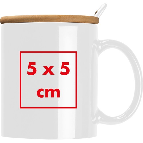 Ceramic mug with spoon and bamboo lid