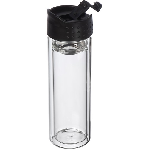Double wall glass bottle, leakproof