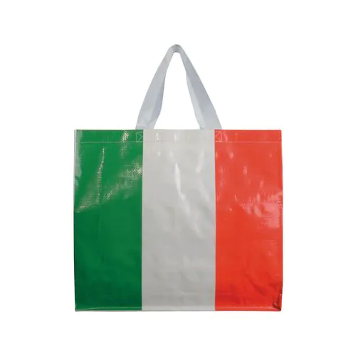 Shopper avec soufflet en PP laminé 120g/m2, anses longues en ruban