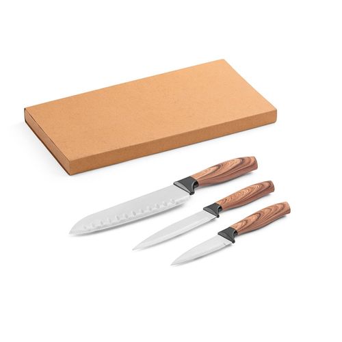 BAHARAT. Set of 3 kitchen knives with stainless steel blades and ergonomic handles