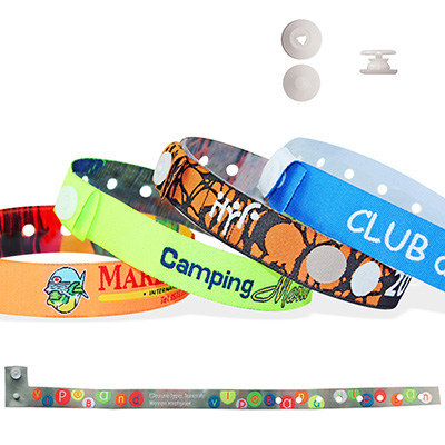 Woven wristbands with plastic slim round clip closure, Tenerife Woven wristbands with plastic slim round clip closure, Tenerife
