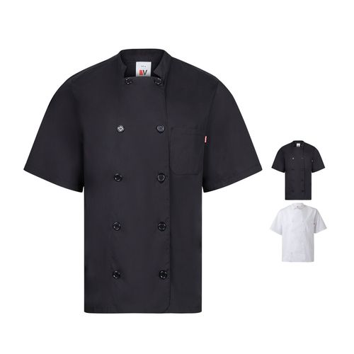 VL DURGA. Kurzärmelige Kochjacke aus Popeline (110 g/m²) aus Baumwolle (35 %) und Polyester (65 %) VL DURGA. Kurzärmelige Kochjacke aus Popeline (110 g/m²) aus Baumwolle (35 %) und Polyester (65 %)