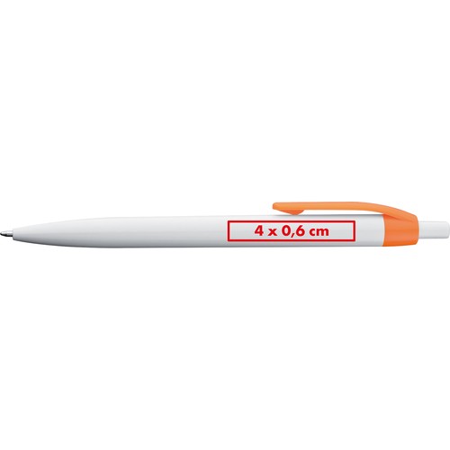 White plastic ball pen with coloured clip
