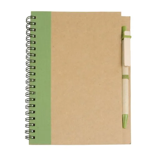 Ecycled-paper ring-bound notebook, blank sheets (70 pages) with cardboard pen