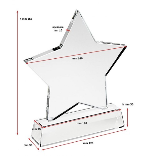 TROPHY STAR OF GLASS mm140 base h 30 TROPHY STAR OF GLASS mm140 base h 30