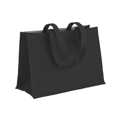 280 g/m2 cotton shopping bag with jute details, long handles and gusset 280 g/m2 cotton shopping bag with jute details, long handles and gusset
