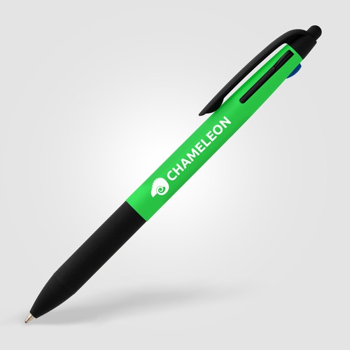 Malta Recycled Plastic 3-in-1 Stylus Neon Grip Multi-Ink Pen