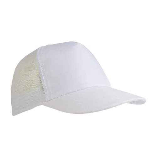 Casquette en polyester, 5 panneaux avec filet, fermeture velcro