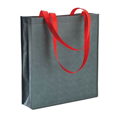 Shopper con fuelle en TNT estampado con efecto jeans Shopper con fuelle en TNT estampado con efecto jeans
