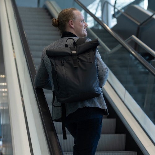 Troika Black Roll Top Backpack TROIKA BLACK ROLL TOP Troika Black Roll Top Backpack TROIKA BLACK ROLL TOP